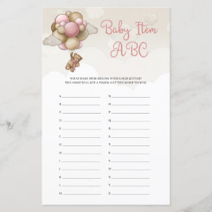 Cute Girl nalle rosa balloons Baby Item ABC