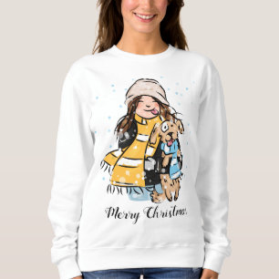 Cute Girl och en Hund T Shirt