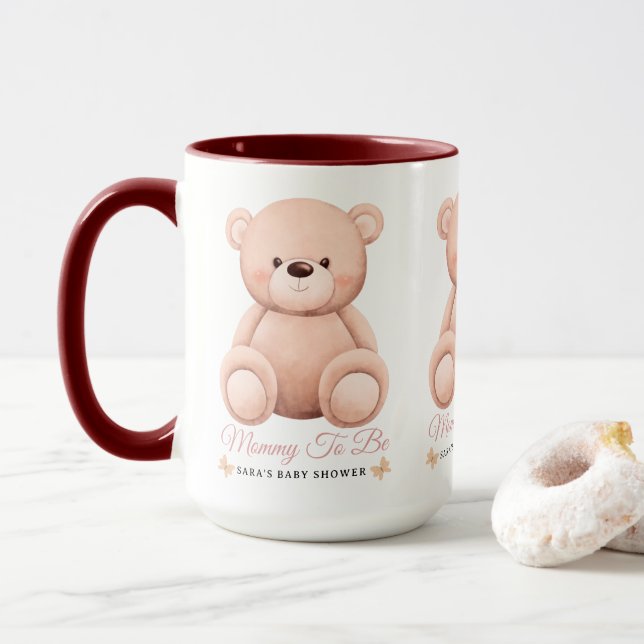 Cute Girl Orange Teddy Bear Mommy To BeBaby Shower Mugg (Med munk)