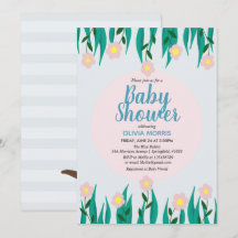 Cute Girl Otter Tecknad Flowers & Namn Baby Shower