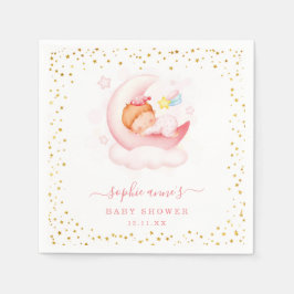 Cute Girl over Måne Baby Shower Baby Shower Pappersservett