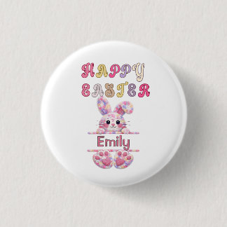 Cute Girl Personalize Happy Easter Bunny Knapp