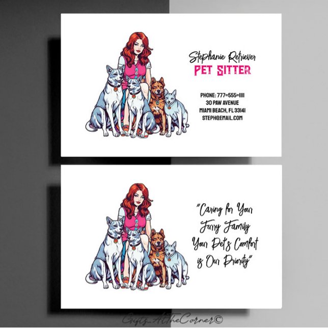Cute Girl Pet Sitter Dog Walker Visitkort (Skapare uppladdad)