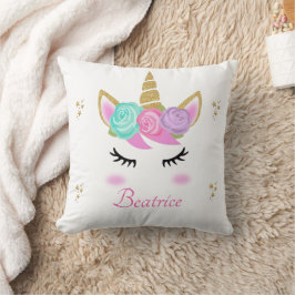 Cute Girl Pillow med Unicorn och stjärnor Kudde