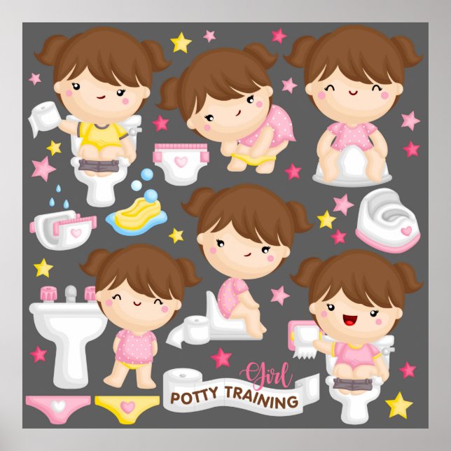 Cute Girl Potty Training Poster (Framsidan)