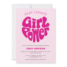 Cute Girl Power Baby Shower med hjärtinbjudan