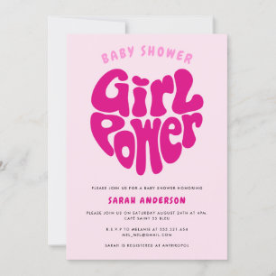 Cute Girl Power Baby Shower med hjärtinbjudan Inbjudningar