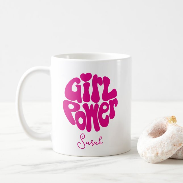 Cute Girl Power med Heart Coffee Mugg (Med munk)