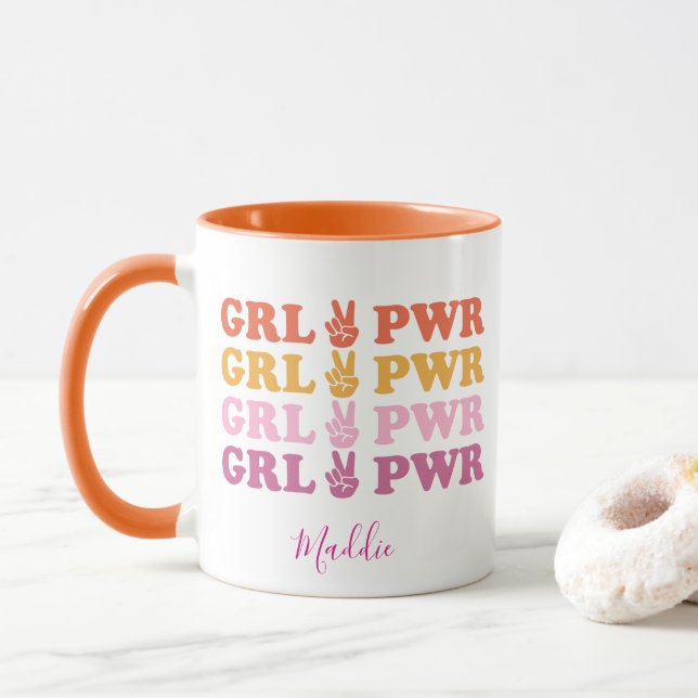 Cute Girl Power Peace Sign Mugg (Med munk)