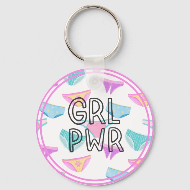 Cute Girl Power Underwear Girly Nyckelring (Framsida)
