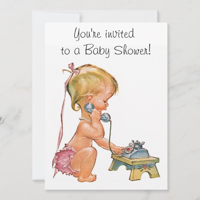 Cute Girl pratar på Mobilare Inbjudningar (Framsida)