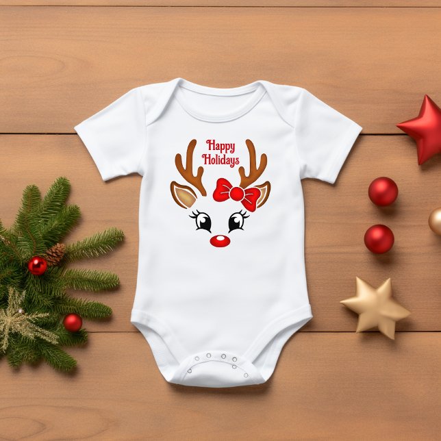 Cute Girl Reindeer Ansikte Glad helg T Shirt (Skapare uppladdad)