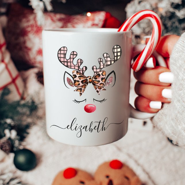 Cute Girl Reindeer jul Kaffemugg (Skapare uppladdad)