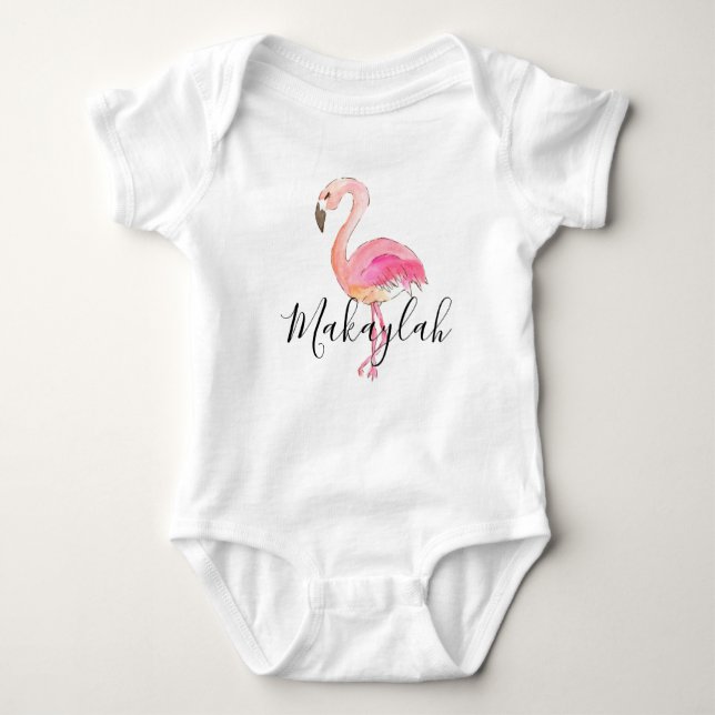 Cute Girl rosa flamingo baby namn shirt T Shirt (Framsida)