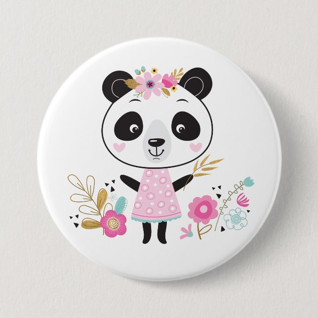 Cute Girl Rosa Panda Knapp (Framsida)