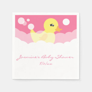 Cute Girl Rubber Ducky Baby Shower Pappersservett