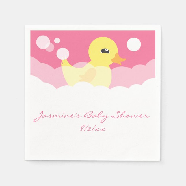 Cute Girl Rubber Ducky Baby Shower Pappersservett (Framsidan)