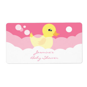 Cute Girl Rubber Ducky Vattenflaska Labels Fraktsedel