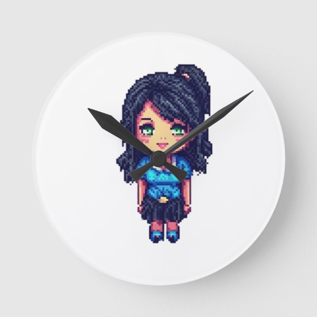 Cute Girl Rund Klocka (Framsida)