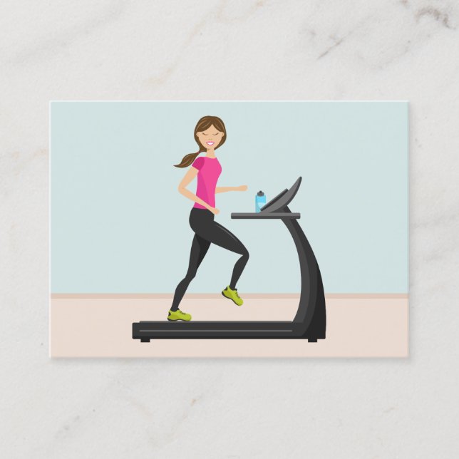 Cute Girl Runing Illustration Personal Trainer Visitkort (Framsida)