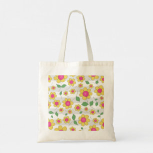 Cute girl;s bag, gult and rosa daisy tygkasse