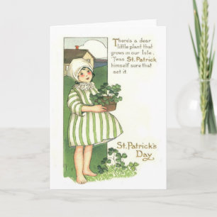 Cute Girl Shamrock Pot Kort