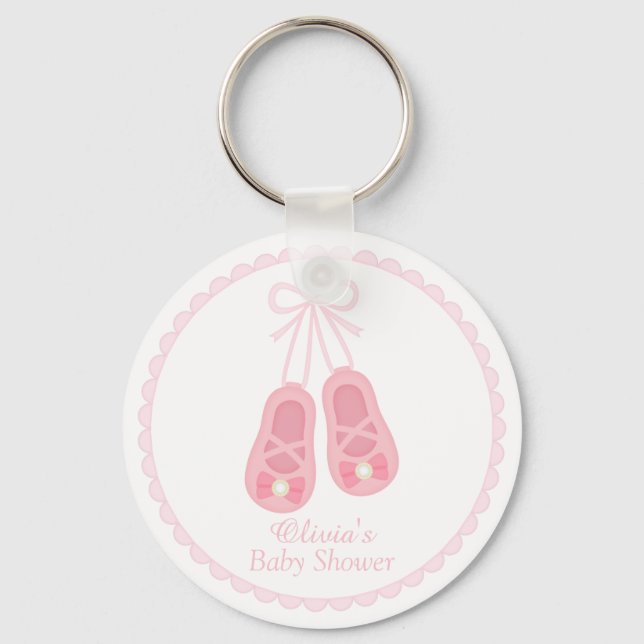 Cute Girl Shoes Ballerina Baby Shower Favors Nyckelring (Framsida)
