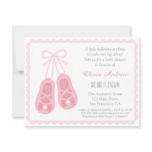 Cute Girl Shoes Ballerina Baby Shower-inbjudningar