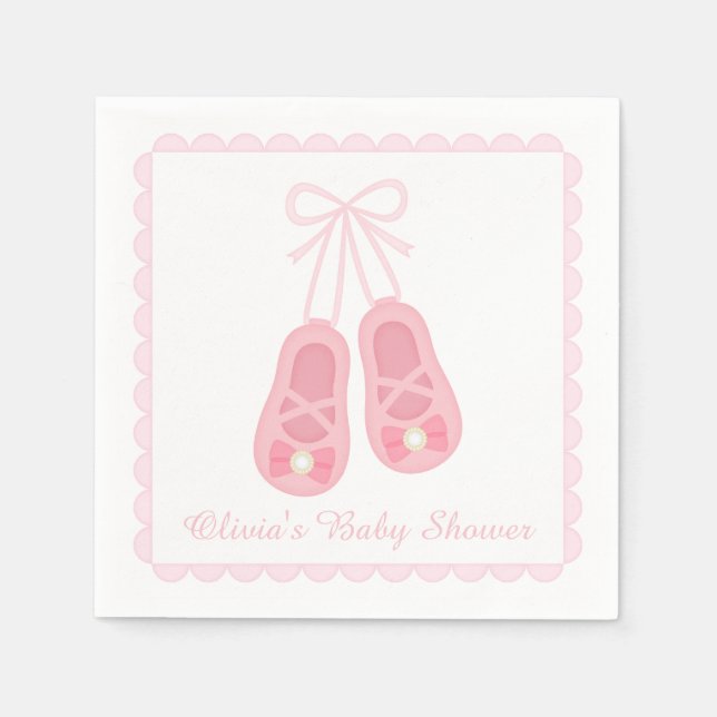 Cute Girl Shoes Ballerina Baby Shower Supplies Pappersservett (Framsidan)