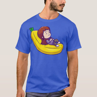 Cute Girl Sleeping on Bananas Tecknad1 T Shirt