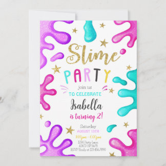 Cute Girl Slime Party Birthday Inbjudningar