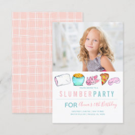 Cute girl slumme party sover över födelsedag inbju inbjudningar