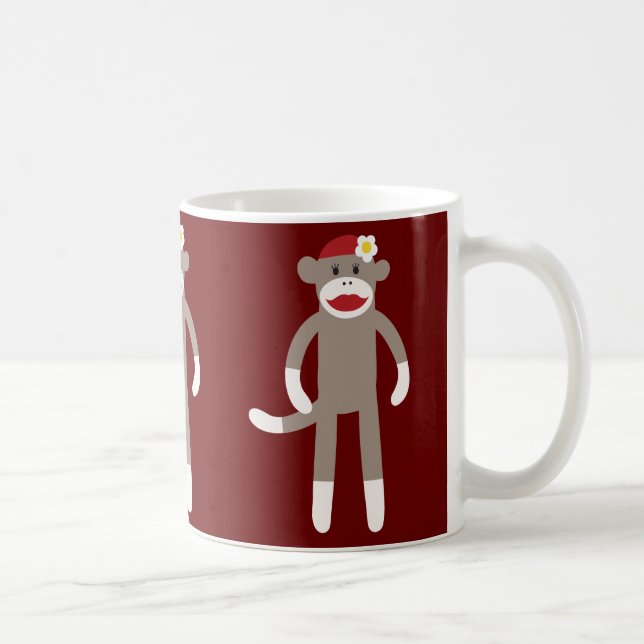 Cute Girl Sock monkey på Red Kaffemugg (Höger)