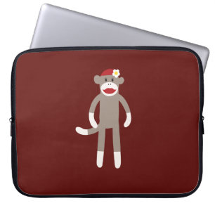 Cute Girl Sock monkey på Red Laptop Fodral
