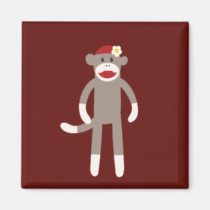 Cute Girl Sock monkey på Red Magnet