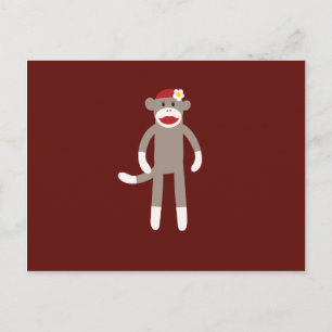 Cute Girl Sock monkey på Red Vykort