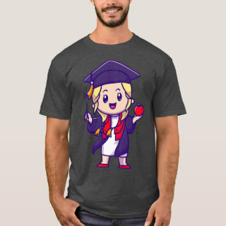 Cute Girl Studenten Tecknad T Shirt