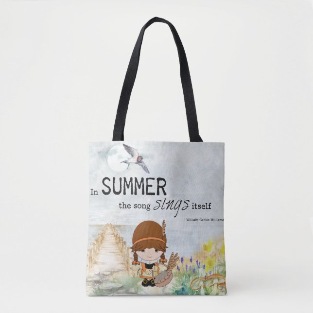 Cute Girl Summer Tote Bag Tygkasse (Framsida)