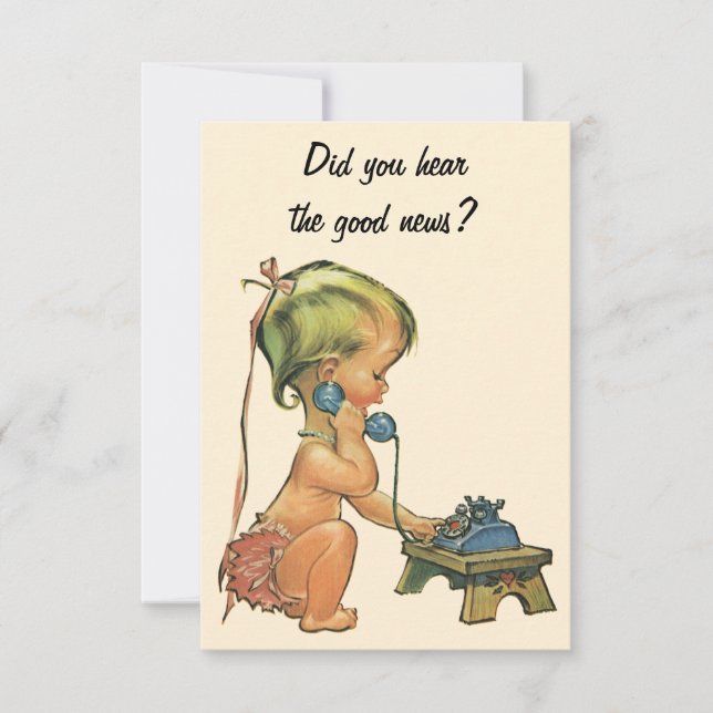 Cute Girl Talking on the Mobil, Change of Adress Inbjudningar (Framsida)