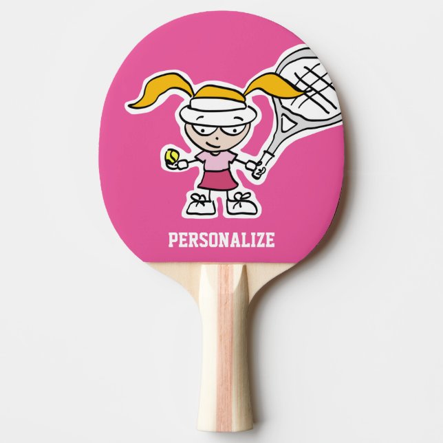 Cute Girl tecknad bord tennis ping pong paddle Pingisracket (Framsidan)