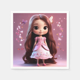 Cute Girl Tecknad Tissue Paper Pappersservett