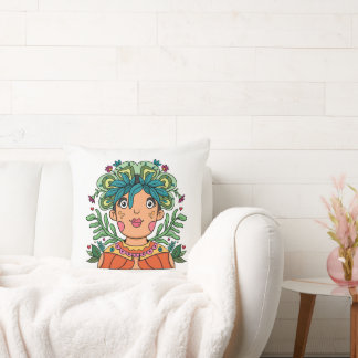 Cute Girl, Throw Pillow Kudde