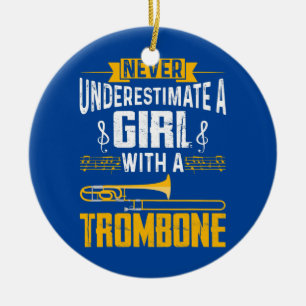 Cute Girl Trombone Player Funny Trombone Gift Julgransprydnad Keramik