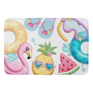 Cute Girl Tropical Beach Flamingo Badrumsmatta