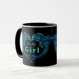 Cute Girl Turcos Dolphins Heart Mugg
