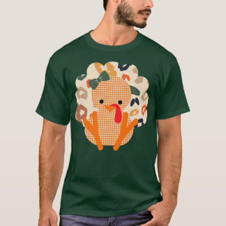 Cute Girl Turkey Thanksgiving Fall Leopard Premium T Shirt