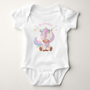 Cute Girl Unicorn och Stars Baby Bodykostym T Shirt