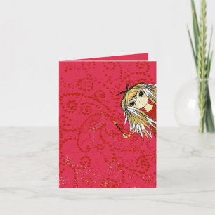 Cute Girl Valentine eller Note Card Helgkort