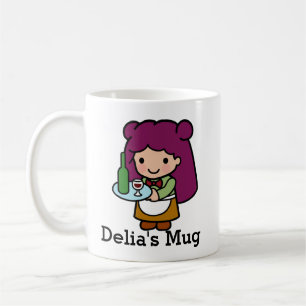 Cute Girl Waitress med Vin Kaffemugg