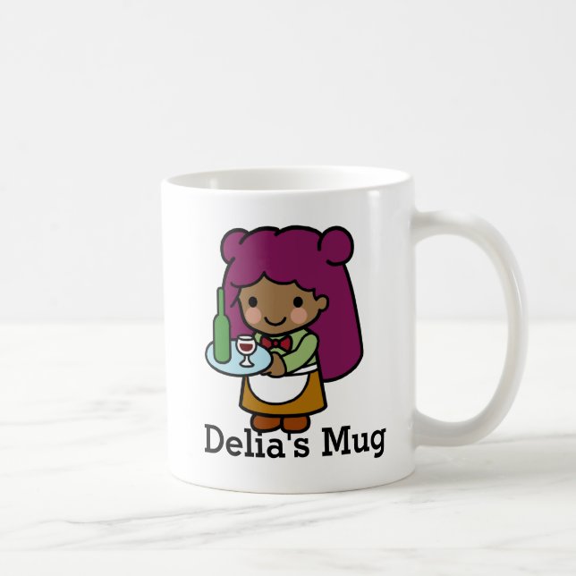 Cute Girl Waitress med Vin Kaffemugg (Höger)